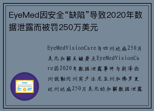 EyeMed因安全“缺陷”导致2020年数据泄露而被罚250万美元 